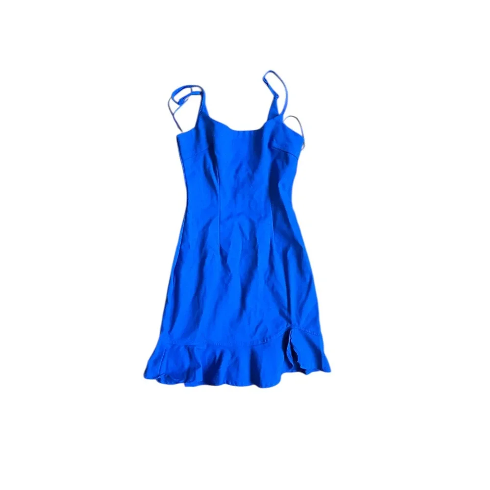 Superdown Shayla Ruffle Mini Dress Cobalt Blue Women's XS NEW